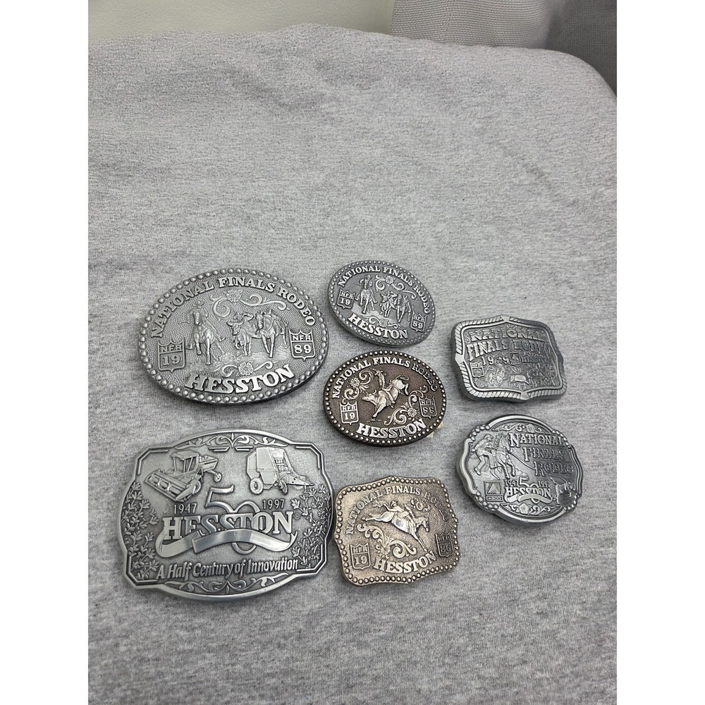 Lot of 7 National Finals Rodeo Belt Buckles 1986 1988 1989 1999 Hesston NFR - Picture 13 of 13